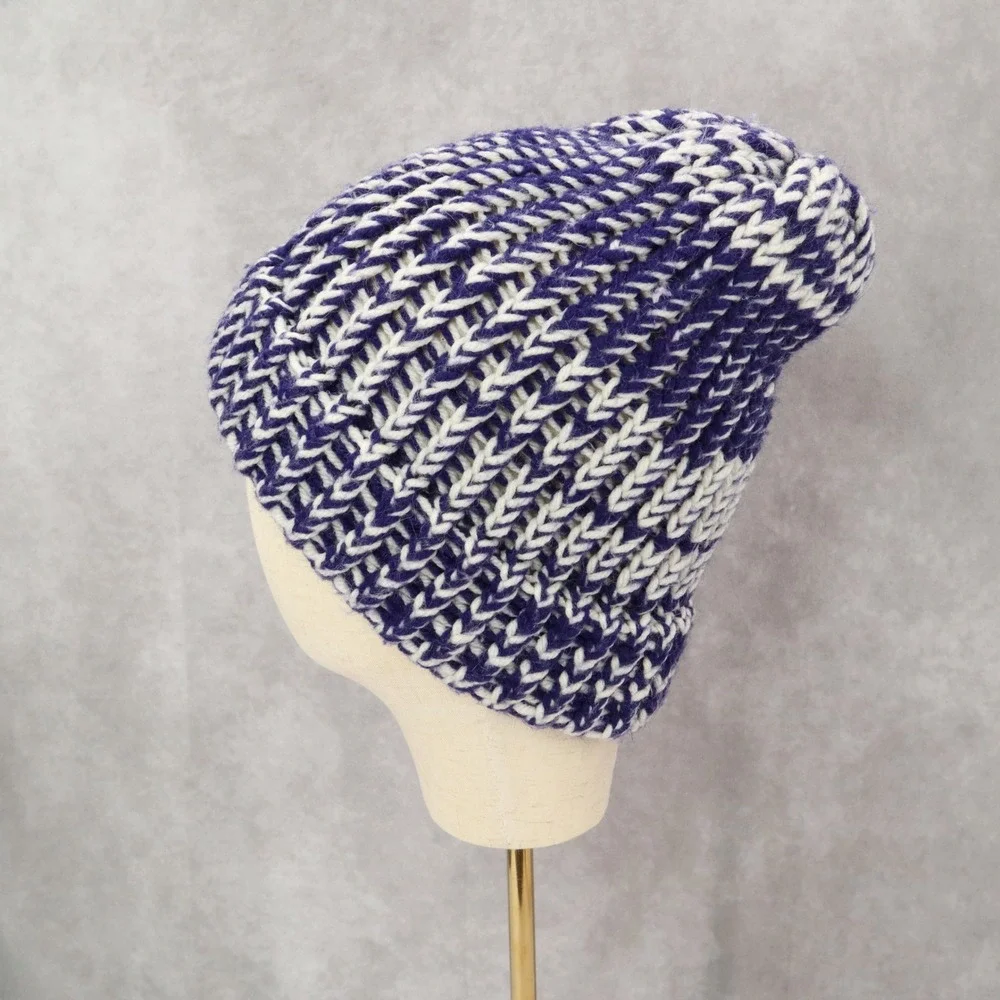 Purple Cable‎ Knit Y2K Vintage Hippy Unisex Cottage Boho Bucket Beanie Cap Hat